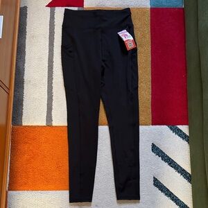 NWT PopFit Black High-Waist Active Leggings with Side Pockets